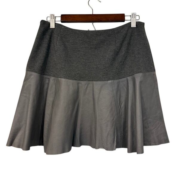 Hinge Leather Skirt Size Medium Mixed Fabric Grey Skater Side Zip Y2K - Picture 3 of 6